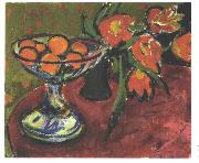 Ernst Ludwig Kirchner Stil live with tulips and oranges Spain oil painting artist